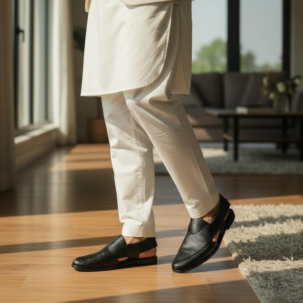 Permmium  Black Peshwari Chappal
