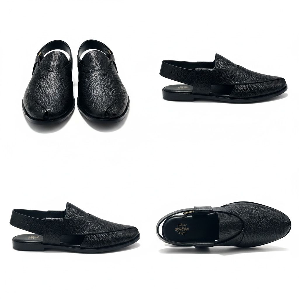 Permmium  Black Peshwari Chappal