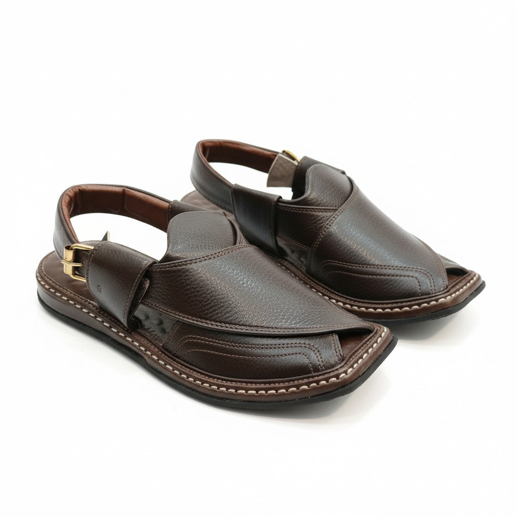 Tripple Layer  Brown PESHWARI CHAPPAL
