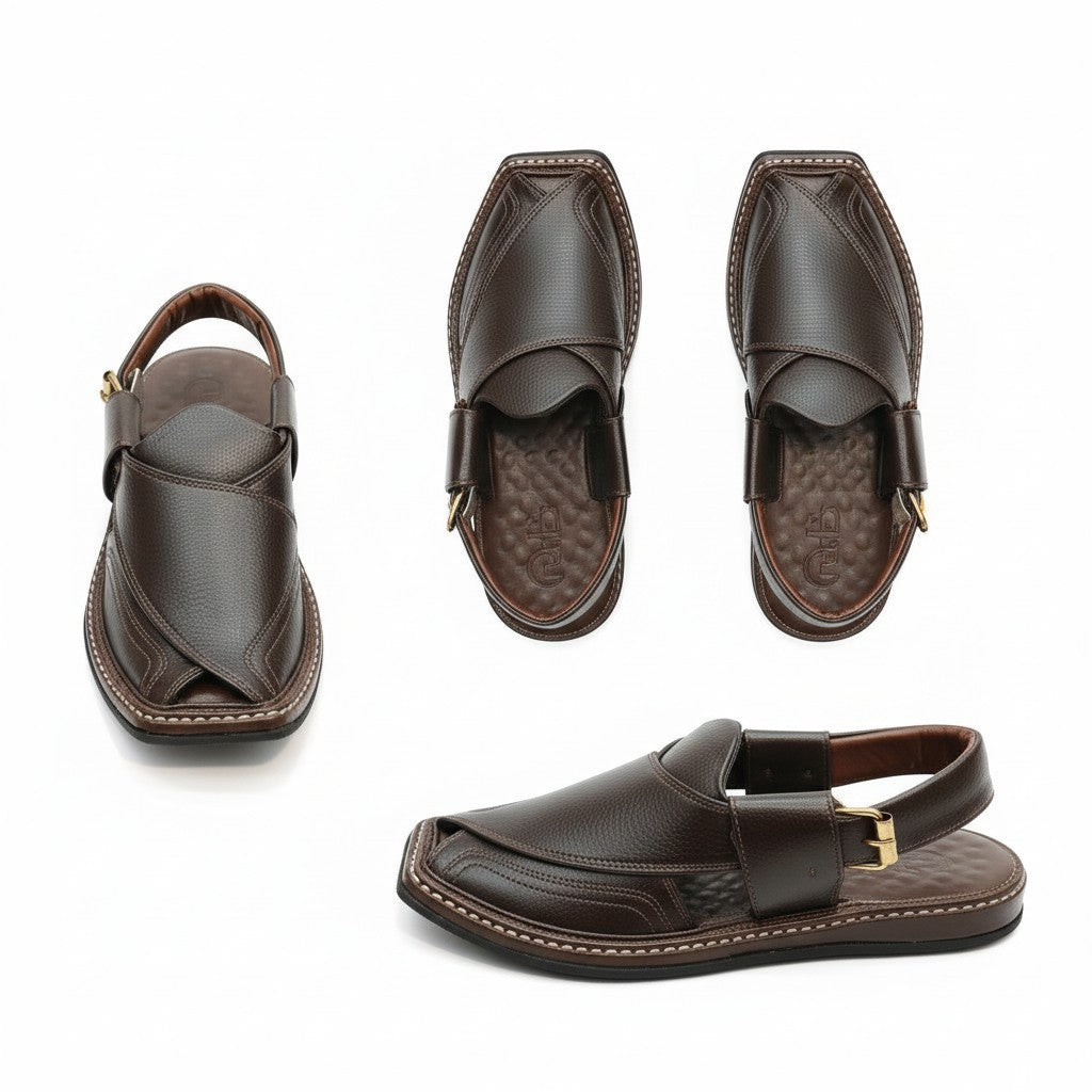 Tripple Layer  Brown PESHWARI CHAPPAL